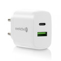 everActive Wall Charger EU Plug USB/USB-C QC3.0 25W, white