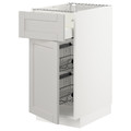 METOD / MAXIMERA Base cab w wire basket/drawer/door, white/Lerhyttan light grey, 40x60 cm