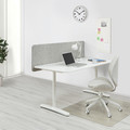 BEKANT Desk with screen, white/grey, 160x80 150 cm