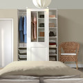 PAX / GRIMO Wardrobe combination, white/clear glass white, 150x66x236 cm