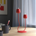 SILVERPÄRON Candlestick/tealight holder , bright red, 29 cm