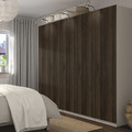 PAX / STORKLINTA Wardrobe combination, grey-beige/dark brown stained oak effect, 250x60x201 cm