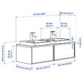 ÄNGSJÖN / BACKSJÖN Wash-stand/wash-basin/taps, oak effect/grey stone effect, 122x49x41 cm