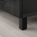 BESTÅ Storage combination with doors, black-brown, Glassvik black, clear glass, 180x40x74 cm