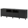 BESTÅ TV bench with doors and drawers, black-brown, Lappviken/Stubbarp black-brown, 240x42x74 cm