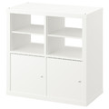 KALLAX Shelving unit, with 2 doors/with 2 shelf inserts white, 77x77 cm