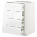 METOD / MAXIMERA Base cb 4 frnts/2 low/3 md drwrs, white, Voxtorp high-gloss/white, 60x60 cm