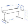 MITTZON Desk, white/black, 140x80 cm