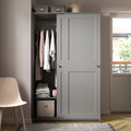 HAUGA Wardrobe with sliding doors, grey, 118x55x199 cm