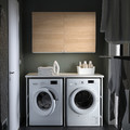 ENHET Storage combination for laundry, white/oak effect, 139x63.5x85.5 cm