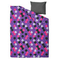 BLÅSKATA Duvet cover and pillowcase, purple/black patterned, 150x200/50x60 cm
