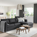 VIMLE 3-seat sofa, with chaise longue with headrest, Grann/Bomstad black