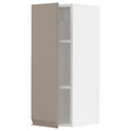 METOD Wall cabinet with shelves, white/Upplöv matt dark beige, 30x80 cm