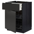 METOD / MAXIMERA Base cab w wire basket/drawer/door, black/Upplöv matt anthracite, 60x60 cm