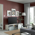 BESTÅ TV bench with drawers and door, white/Selsviken light grey-blue, 180x42x39 cm