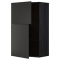 METOD Wall cabinet with shelves/2 doors, black/Nickebo matt anthracite, 60x100 cm