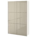 BESTÅ Storage combination with doors, white, Selsviken high-gloss beige, 120x40x192 cm