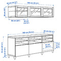 BESTÅ TV storage combination/glass doors, white/Sutterviken/Kabbarp white clear glass, 180x42x192 cm