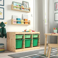 TROFAST Storage combination with boxes, light white stained pine light green/bright green, 93x44x52 cm