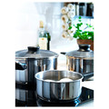 ANNONS 5-piece cookware set, glass, stainless steel