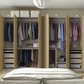 PAX / STORKLINTA Wardrobe combination, grey-beige/oak effect, 300x60x201 cm