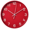 PLUTTIS Wall clock, low-voltage/red, 28 cm