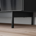 RANNÄS TV bench with doors, black / black glass, 180x40 cm