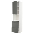 METOD / MAXIMERA Hi cab f micro combi w door/3 drwrs, white/Voxtorp dark grey, 60x60x240 cm