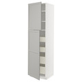 METOD / MAXIMERA Hi cab w 2 doors/4 drawers, white/Lerhyttan light grey, 60x60x220 cm