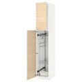 METOD High cabinet with cleaning interior, white/Askersund light ash effect, 40x60x220 cm