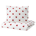 BARNDRÖM Duvet cover and pillowcase, heart pattern/white red