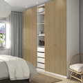 PAX / STORKLINTA Wardrobe combination, white/oak effect, 250x58x236 cm