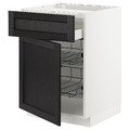 METOD / MAXIMERA Base cab f hob/drawer/2 wire bskts, white/Lerhyttan black stained, 60x60 cm