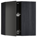 METOD Corner wall cabinet with carousel, black/Nickebo matt anthracite, 68x80 cm