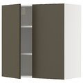 METOD Wall cabinet with shelves/2 doors, white/Havstorp brown-beige, 80x80 cm