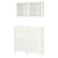 BESTÅ Storage combination w doors/drawers, white/Hanviken/Stubbarp white clear glass, 120x42x213 cm