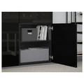 BESTÅ Storage combination w/glass doors, black-brown, Selsviken high-gloss/black, dimmed glass, 120x40x192 cm