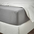 RÖNNVECKMAL Fitted sheet, grey, 140x200 cm