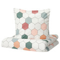 KRUSFRÖ Duvet cover and pillowcase, hexagonal, 150x200/50x60 cm