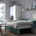 BÅRSLÖV 3-seat sofa-bed with chaise longue, Tibbleby light grey-turquoise