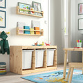 TROFAST Storage combination with boxes, light white stained pine/white, 93x44x52 cm