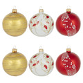 Christmas Glass Baubles Set 6pcs