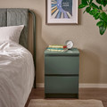 MALM Chest of 2 drawers, grey-green, 40x55 cm