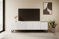 TV Cabinet Asha 200 cm, metal legs, matt white