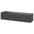 BESTÅ TV bench with doors, dark grey/Lappviken dark grey, 180x42x38 cm