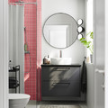 HAVBÄCK / TÖRNVIKEN Wash-stnd w drawers/wash-basin/tap, dark grey/black marble effect, 82x49x79 cm