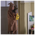 SKOGSDUVA Towel with hood, lynx shaped/brown, 70x140 cm