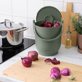 FARMARKVAST Bin with lid for organic waste, grey-green, 4 l