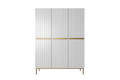 Wardrobe Nicole with Drawer Unit 150 cm, matt white, gold handles and legs