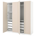 PAX / REINSVOLL Wardrobe combination, white, grey-beige, 200x60x236 cm